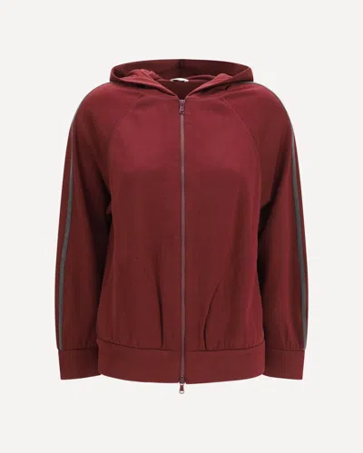 Brunello Cucinelli Long-sleeve Zip Hoodie In Burgundy