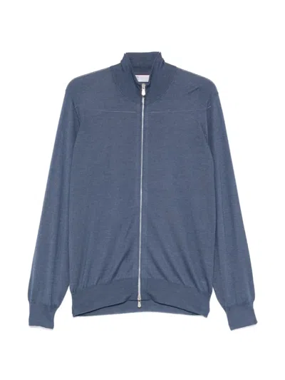 Brunello Cucinelli Long-sleeve Zip-fastening Cardigan In Blue