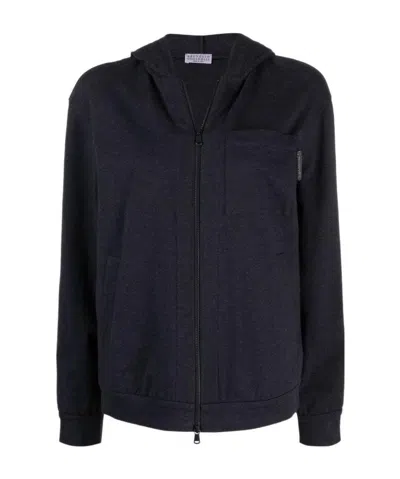 Brunello Cucinelli Long-sleeve Zip-fastening Hoodie In Brown