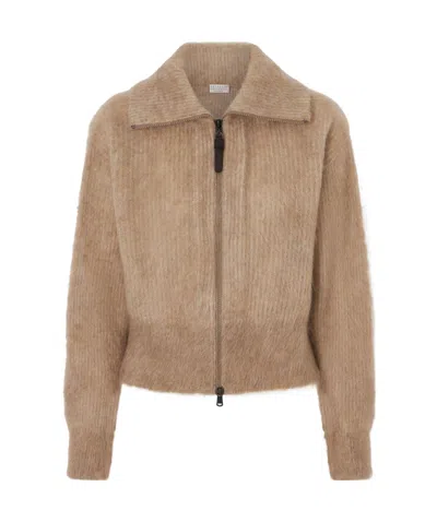 Brunello Cucinelli Long-sleeved Cardigan In Brown