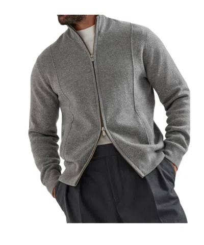 Brunello Cucinelli Long-sleeved Cardigan In Gray