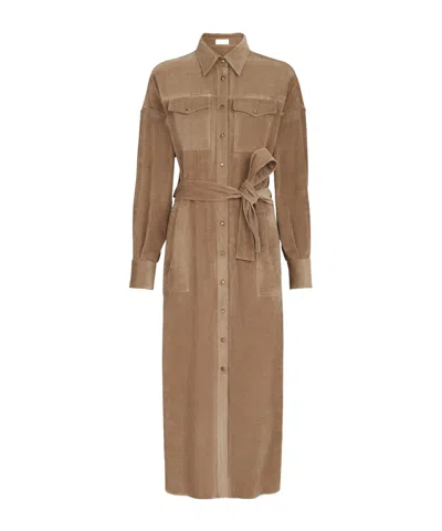Brunello Cucinelli Long-sleeved Cashmere Dress In Brown