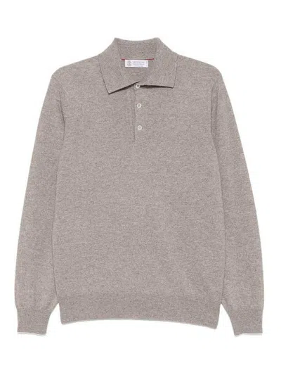 Brunello Cucinelli Long-sleeved Cashmere Polo Shirt In Animal Print