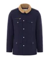 Brunello Cucinelli Shearling-collar Multi-pocket Jacket In Blue