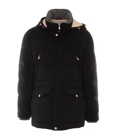 Brunello Cucinelli Long-sleeved Cotton-padded Jacket In Black