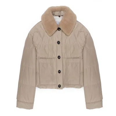 Brunello Cucinelli Long-sleeved Cotton-padded Jacket In Brown
