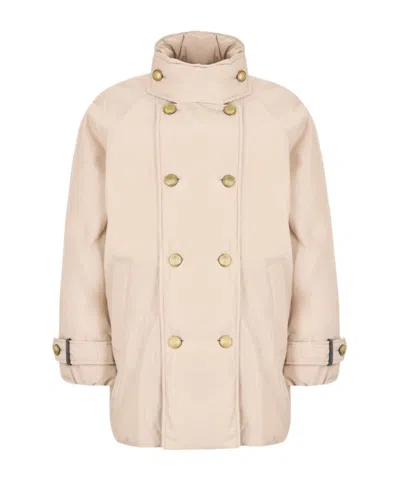 Brunello Cucinelli Long-sleeved Cotton-padded Jacket In Gray