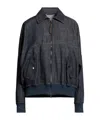 Brunello Cucinelli Women Denim-effect Twill Bomber Jacket With Shiny Zip In Blue