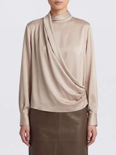 Brunello Cucinelli Long-sleeved Draped Silk Blouse In Animal Print