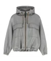 Brunello Cucinelli Shiny Zipper Pull Puffer Jackets Silver In Gray