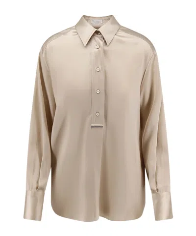 Brunello Cucinelli Long-sleeved Shirt In Brown