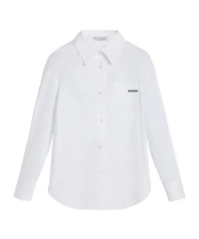 Brunello Cucinelli Kids' Long-sleeved Shirt In White