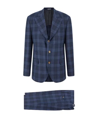 Brunello Cucinelli Long-sleeved Suit In Blue