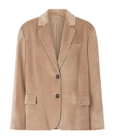 Brunello Cucinelli Long-sleeved Suit Jacket In Brown