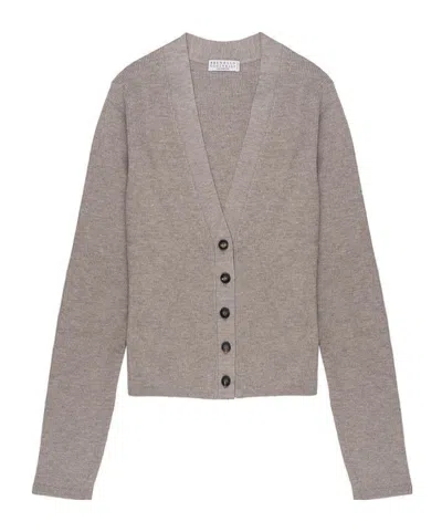 Brunello Cucinelli Long-sleeved Sweater In Gray