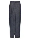 Brunello Cucinelli Longuette Cotton Denim Skirt With Front Split