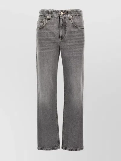 Brunello Cucinelli Looped Waistband Five Pockets Contrast Stitching In Grey