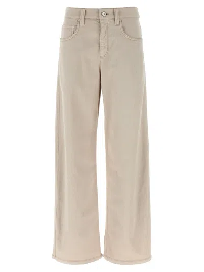 Brunello Cucinelli Loose Barrel Jeans Gray In Neutral