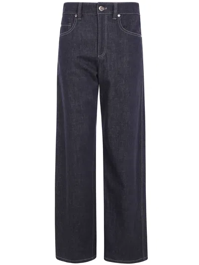 Brunello Cucinelli Loose Barrel Pants In No Fade Denim In Black