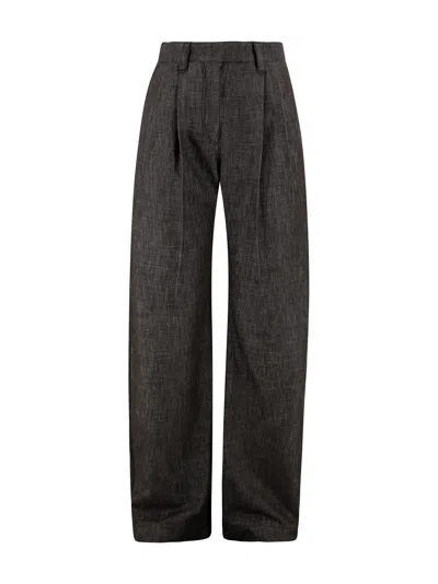 Brunello Cucinelli Loose Curved Pants In Brown