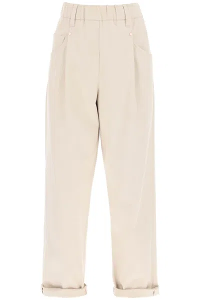 Brunello Cucinelli Loose-fit Cotton Pants In Neutral