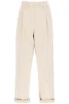 Brunello Cucinelli Cotton Trousers In Neutrals