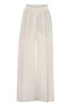Brunello Cucinelli Loose Fit Cotton Trousers In Beige
