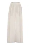Brunello Cucinelli Loose Fit Cotton Trousers In Beige