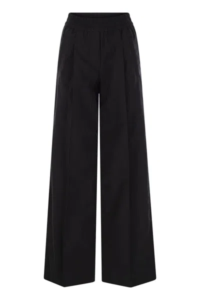Brunello Cucinelli Loose Fit Cotton Trousers In Black
