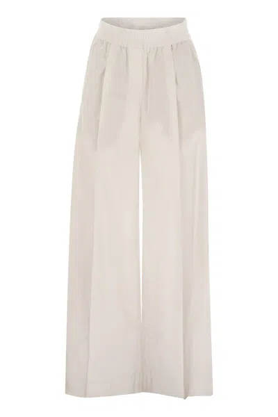 Brunello Cucinelli Loose Fit Cotton Trousers In Brown