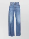 Brunello Cucinelli Wide-leg Blue Jeans With Whiskering Effect And Classic Five-pocket Design In Blue