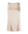 Brunello Cucinelli Reversible Stretch Silk Satin Top In Nude