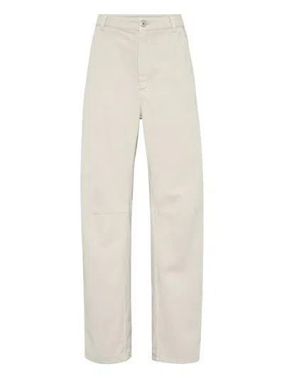 Brunello Cucinelli Loose Five Pockets Trousers In Neutral