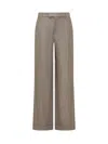 Brunello Cucinelli Loose Flared Trousers In Sparkling Twill Linen With Monile