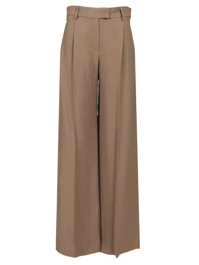 Brunello Cucinelli Loose Pleated Pants Hazelnut Trousers Brown