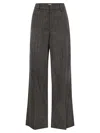 Brunello Cucinelli Women Loose Sartorial Chevron Carded Techno Wool Trousers In Black