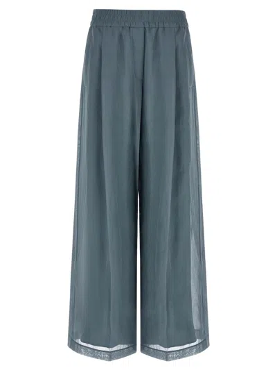 Brunello Cucinelli Loose Fit Trousers Side And Back Pockets In Blue