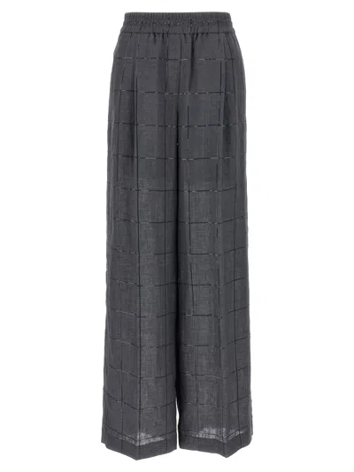 BRUNELLO CUCINELLI LOOSE TRACK PANTS GRAY