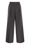 Brunello Cucinelli Women Loose Track Trousers In Virgin Wool Organza