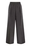 Brunello Cucinelli Women Loose Track Trousers In Virgin Wool Organza In Grey
