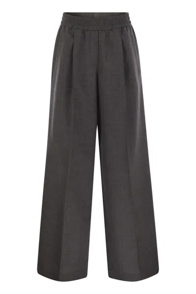 Brunello Cucinelli Virgin Wool Blend Trousers In Gray