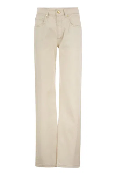 BRUNELLO CUCINELLI BRUNELLO CUCINELLI LOOSE TROUSERS IN GARMENT-DYED COMFORT DENIM WITH SHINY TAB