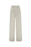 Brunello Cucinelli Beige Twill Loose Trousers In Khaki
