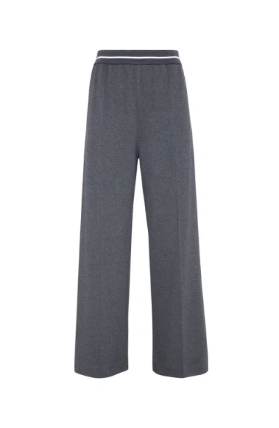 Brunello Cucinelli Cotton Piqué Wide-leg Sweatpants In Grey