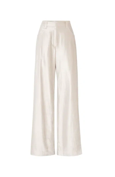 Brunello Cucinelli Shimmer-finish Wide-leg Trousers In White