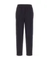Brunello Cucinelli Midnight Blue Viscose Blend Pant In Black
