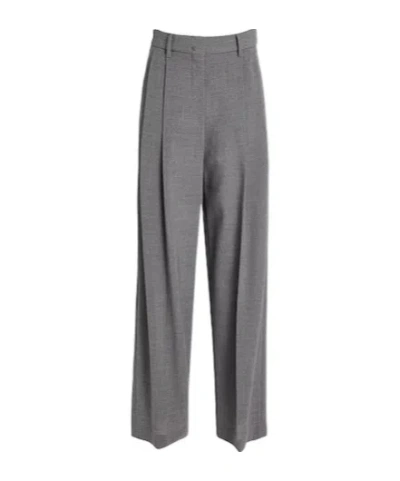 Brunello Cucinelli Loose Wool Suit Trousers In Gray
