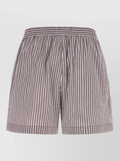 Brunello Cucinelli Lounge Shorts Button Detail Striped Pattern In Brown