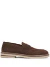 Brunello Cucinelli Elegant Suede Penny Loafers For Men In Brown