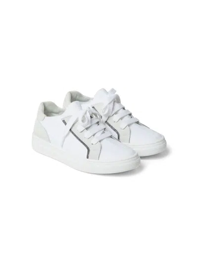 Brunello Cucinelli Kids' Low Lace-up Sneakers In White